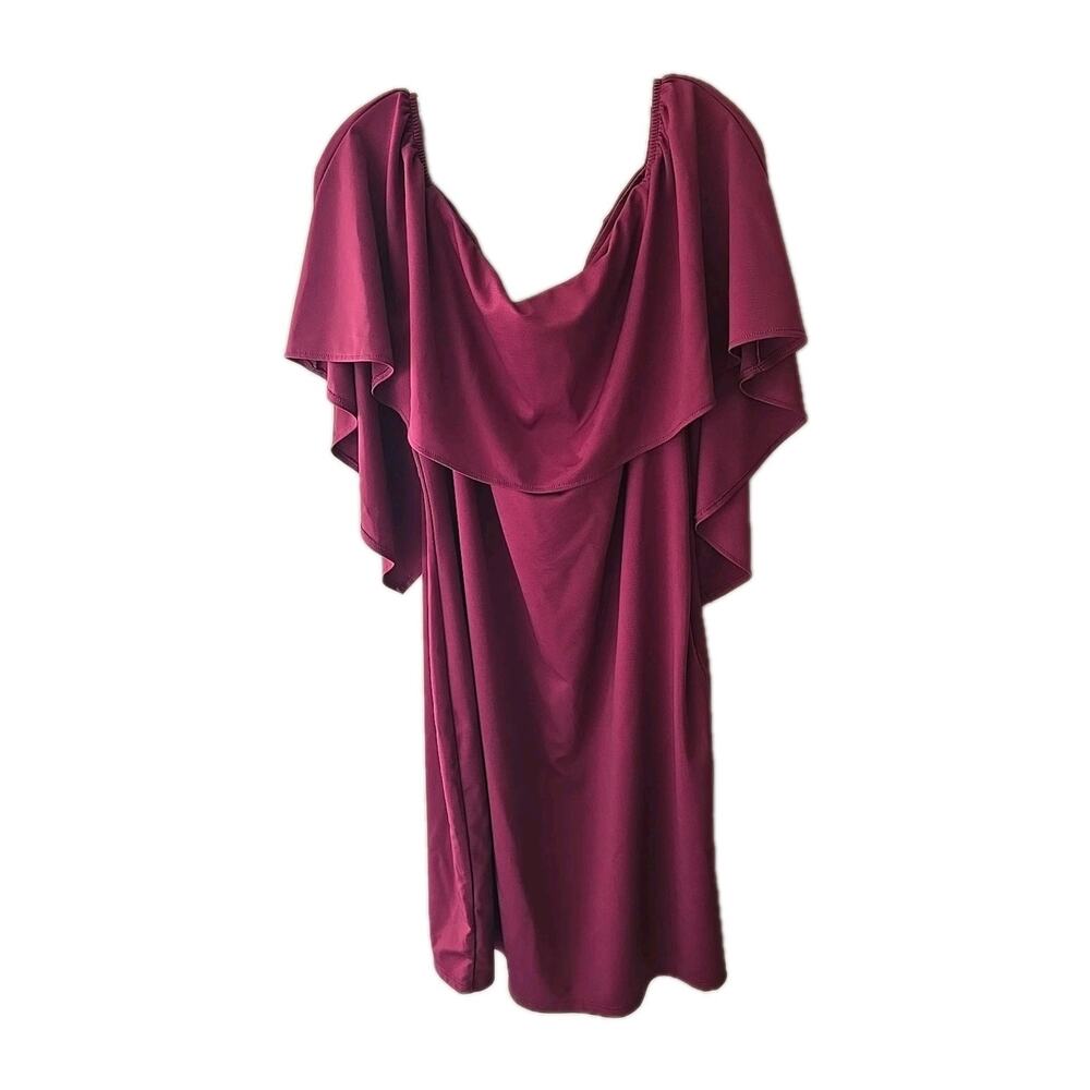 NWT Grace Karin Burgundy Off The Shoulder Ruffle Casual Dress Womans Size 3XL